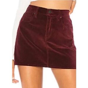 Hudson Denim Viper Red Burgundy Mini Jean Distressed Skirt Size 29